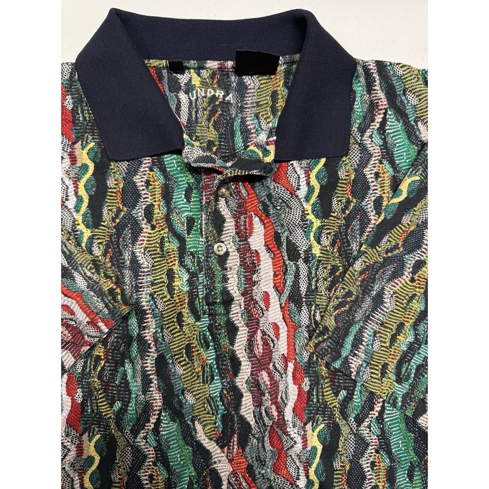 Tundra Polo Shirt Men's XL 3D Knit Coogi Style *PRINT* Short Sleeve